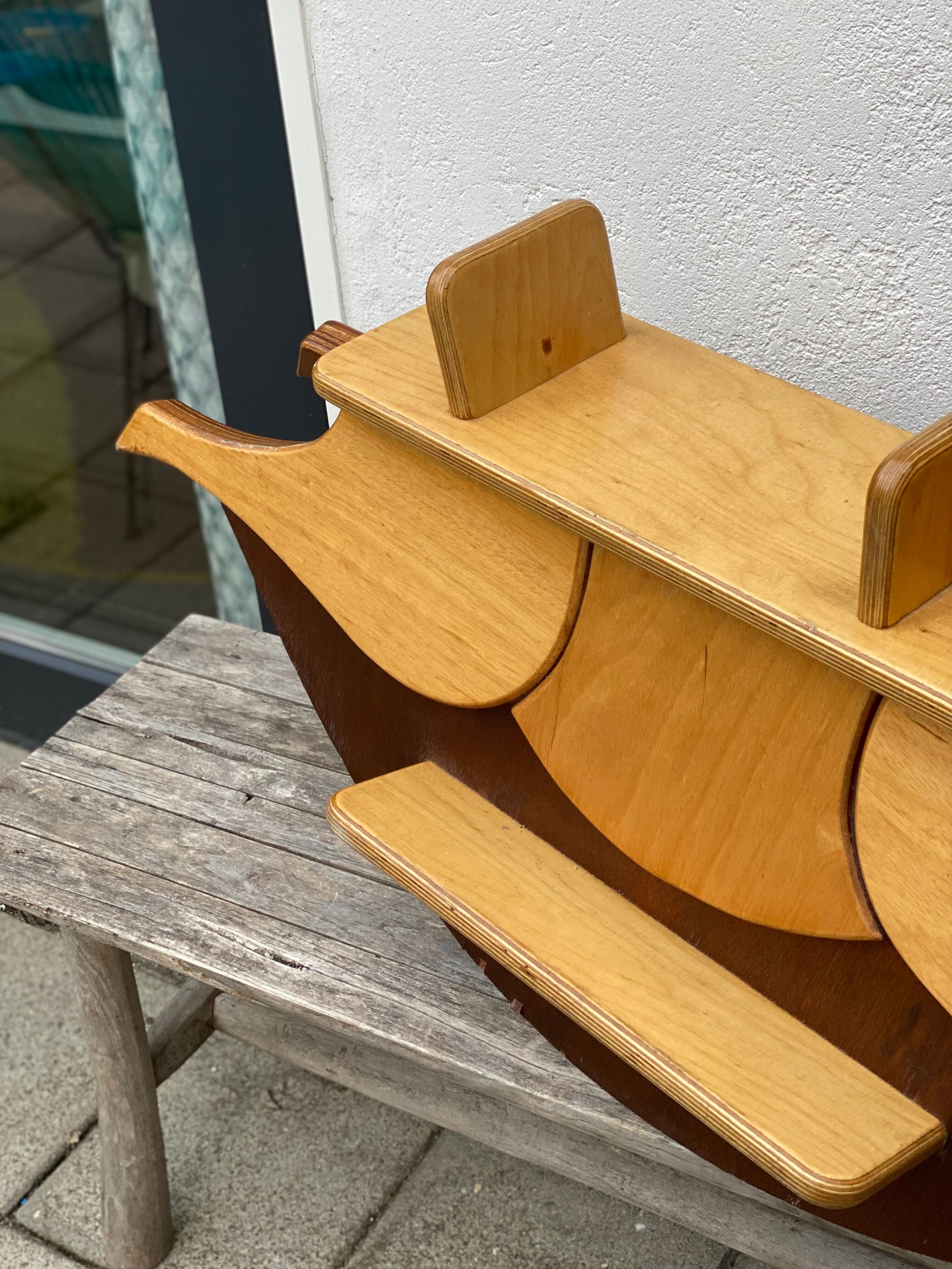 Mixed wood vintage rocking horse