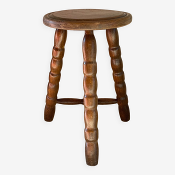 Tabouret bois tripode vintage