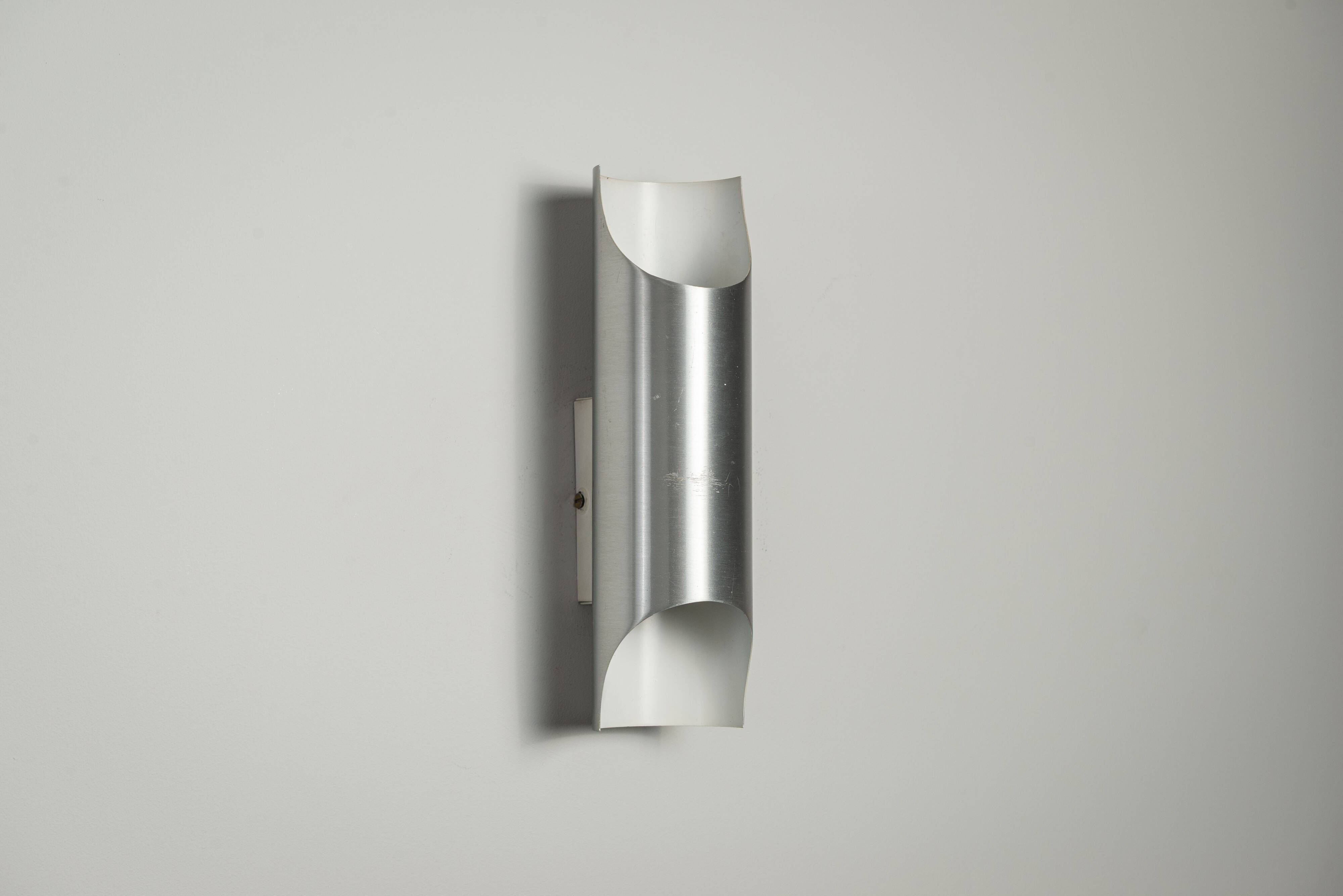Set of three aluminium cylindrical wall lamps