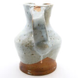 Enamelled sandstone pitcher with blue shades by Anne Kjaersgaard, La Borne