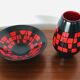 Vase piriforme en céramique rouge et noire par Elchinger, France années 60