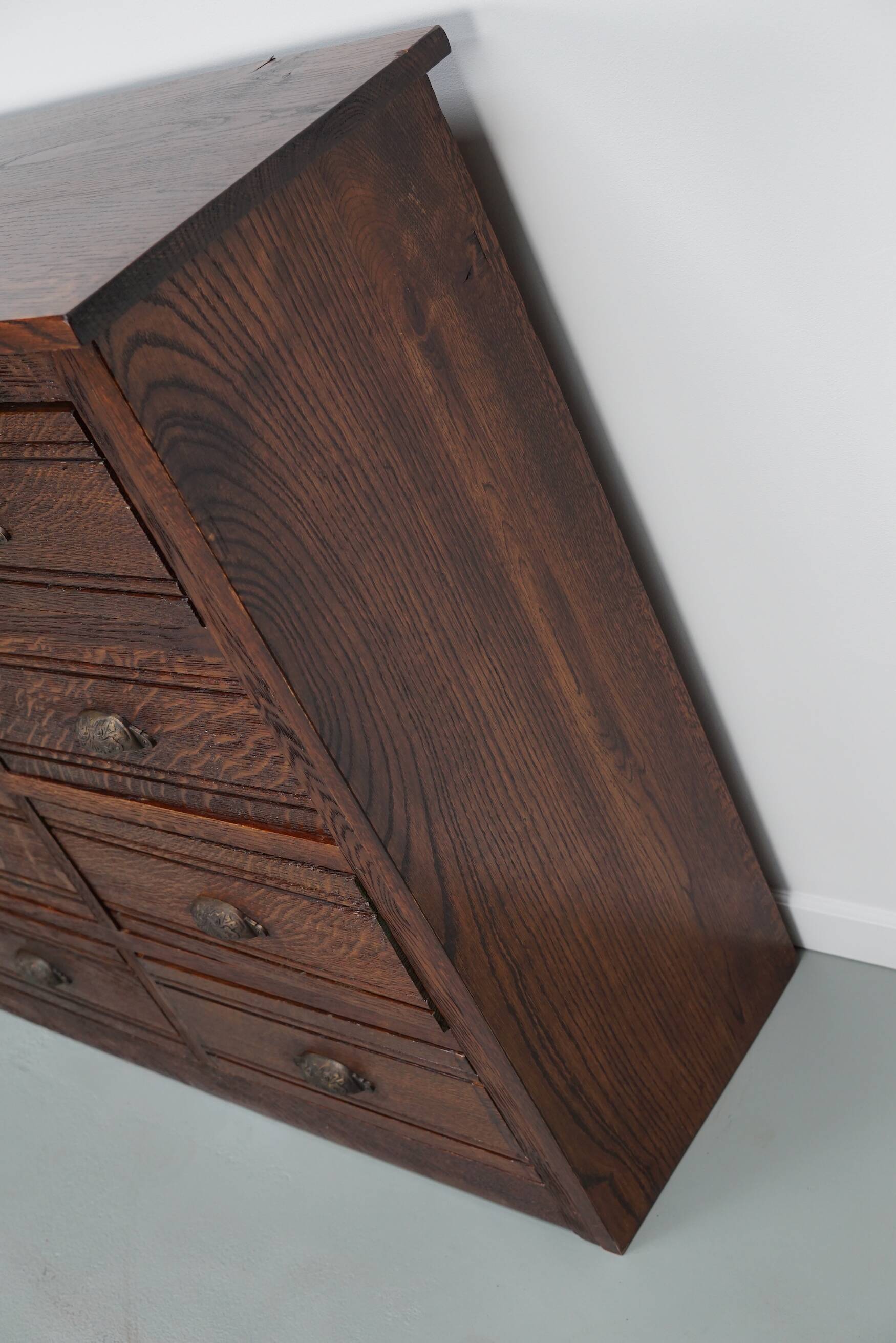 French Restored Oak Hardware Store Apothecary Cabinet, 1920/1930s