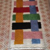 Handmade natural wool hallway rug, size 75 x 300 cm