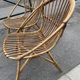 Pair of antique rattan armchairs