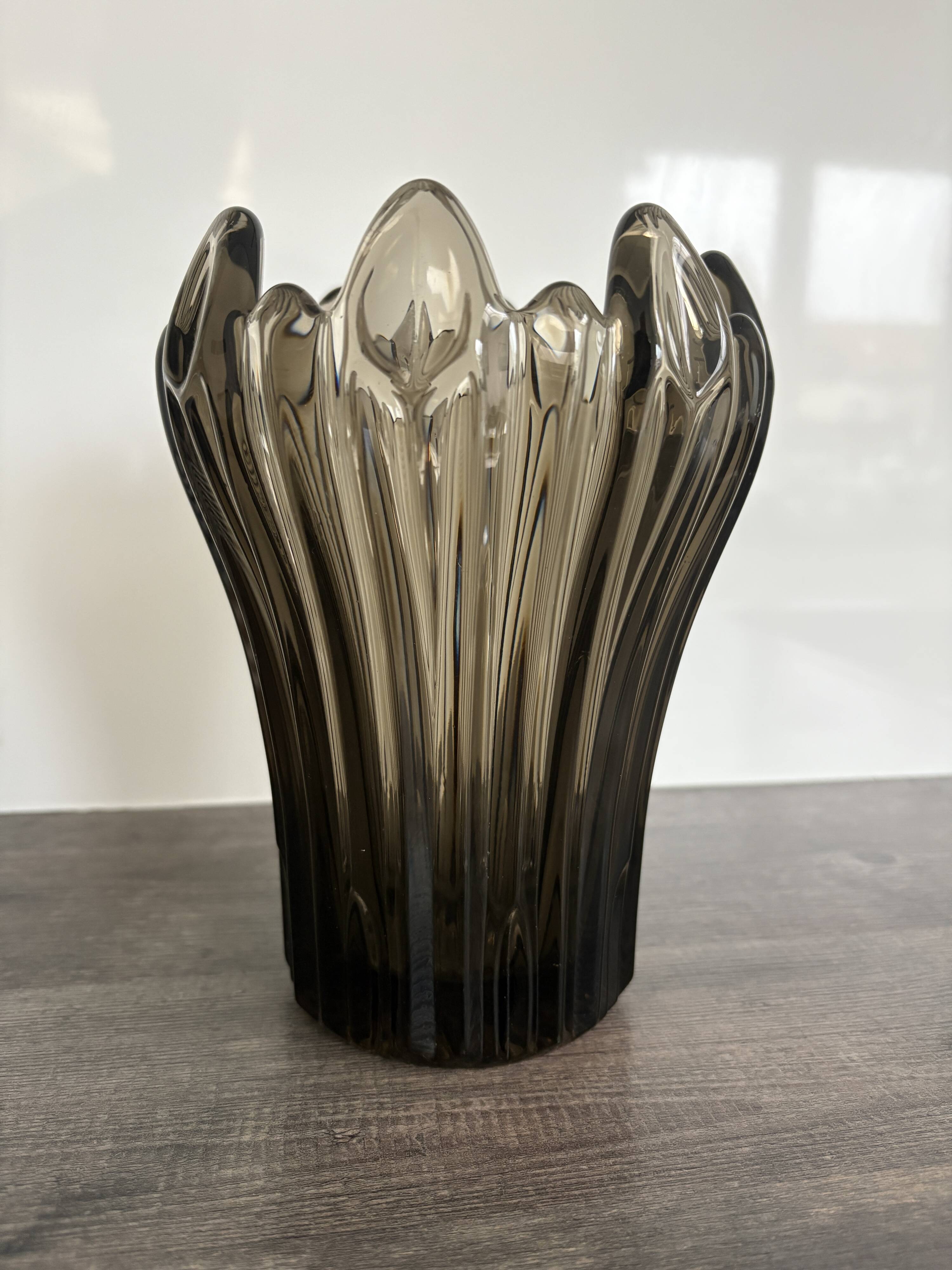 Vintage Schneider Fumé Crystal Vase - 1960s