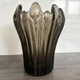 Vintage Schneider Fumé Crystal Vase - 1960s