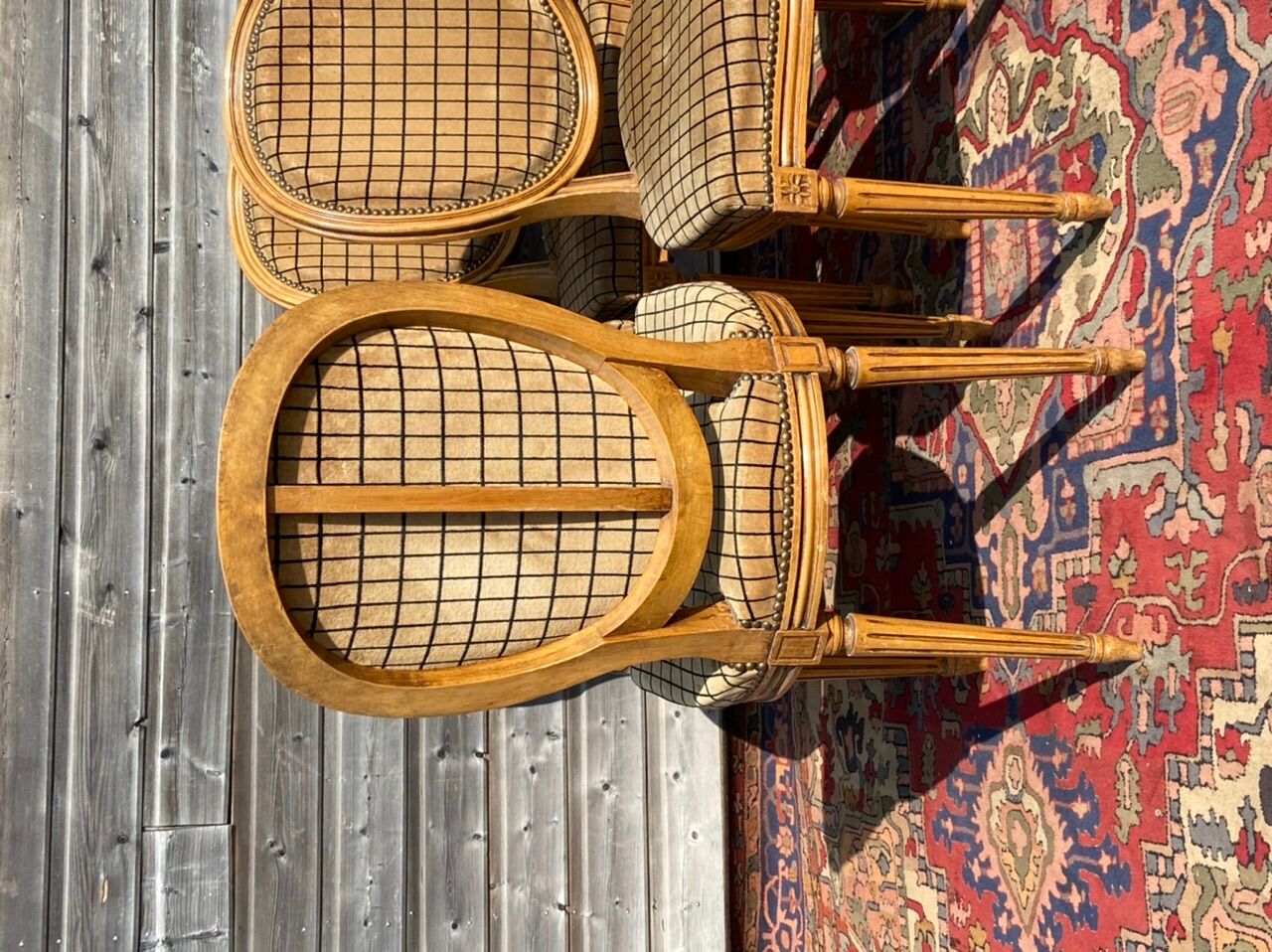 Suite of six Louis XVI-style medallion chairs