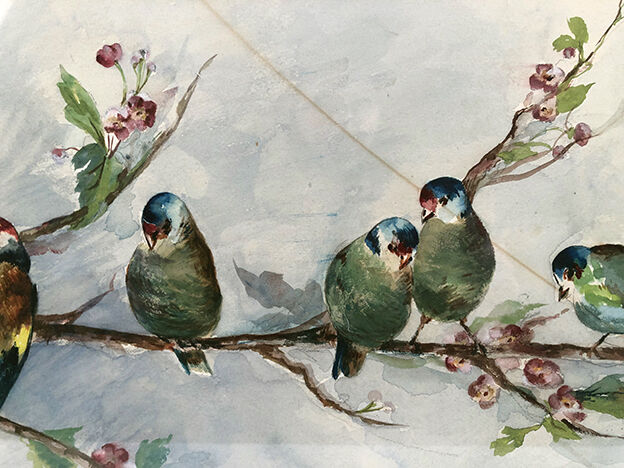 Watercolor early twentieth, "on a cherry branch"