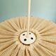 Scandinavian pendant lamp in teak and burlap, 60s