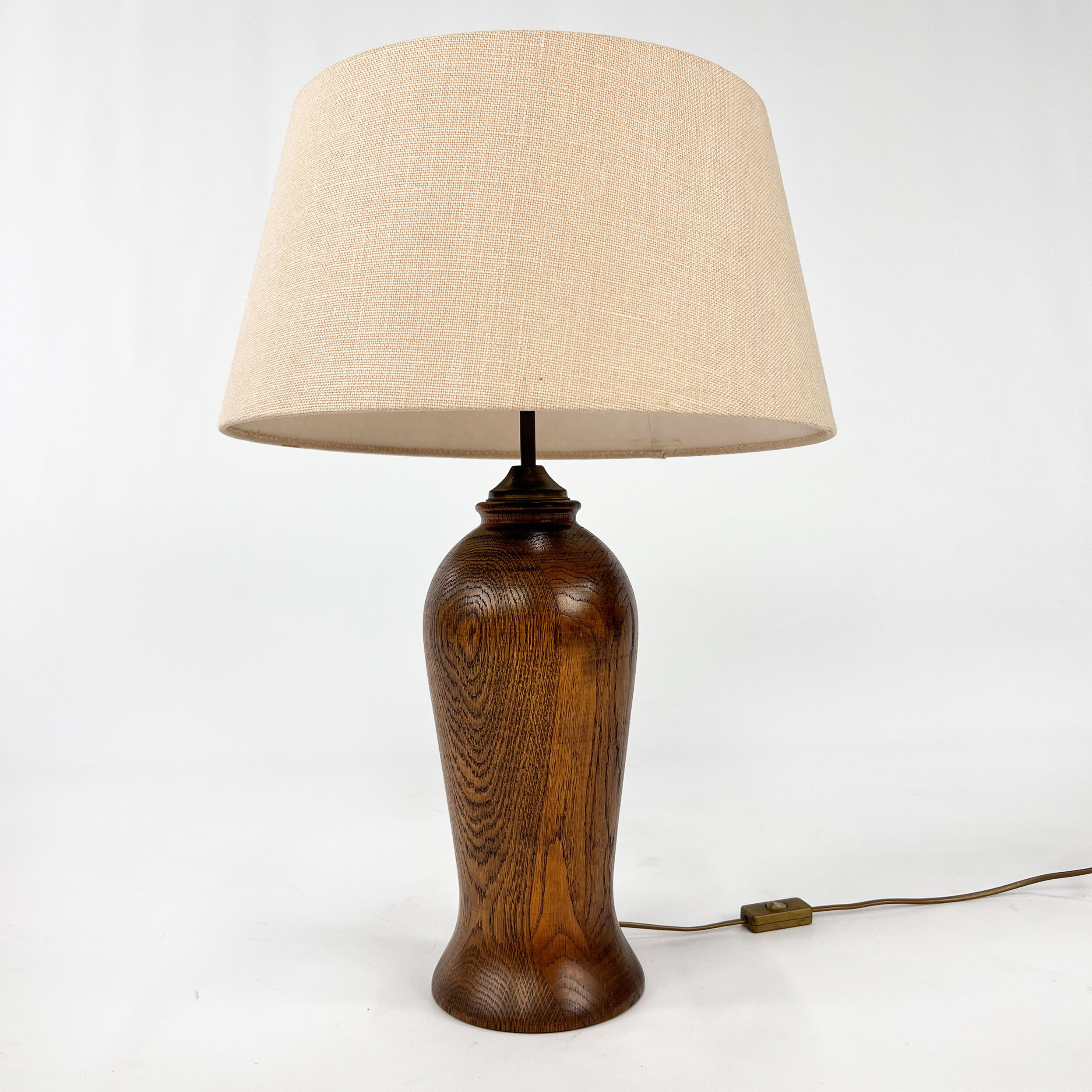 Vintage Oak Wooden Table Lamp, 1950s