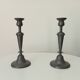 Pair of large old candlesticks in solid pewter