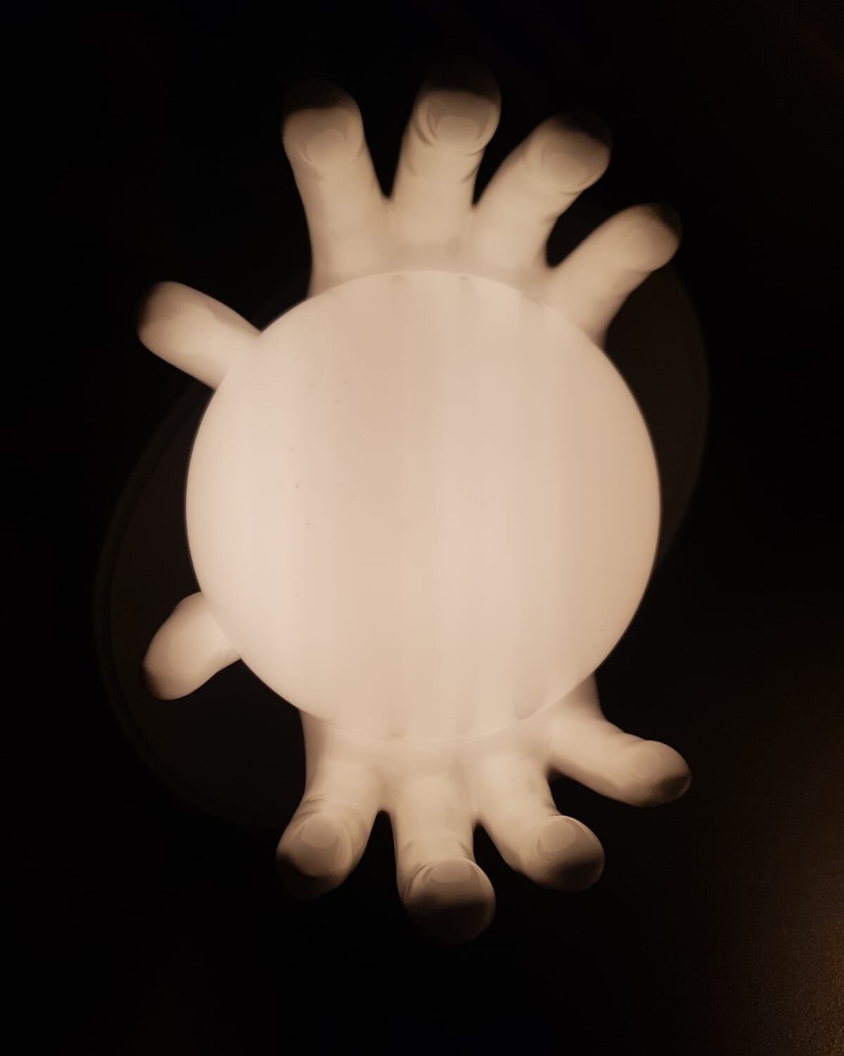 Italian design ceramic table lamp two hands and a glass sphere