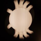 Italian design ceramic table lamp two hands and a glass sphere