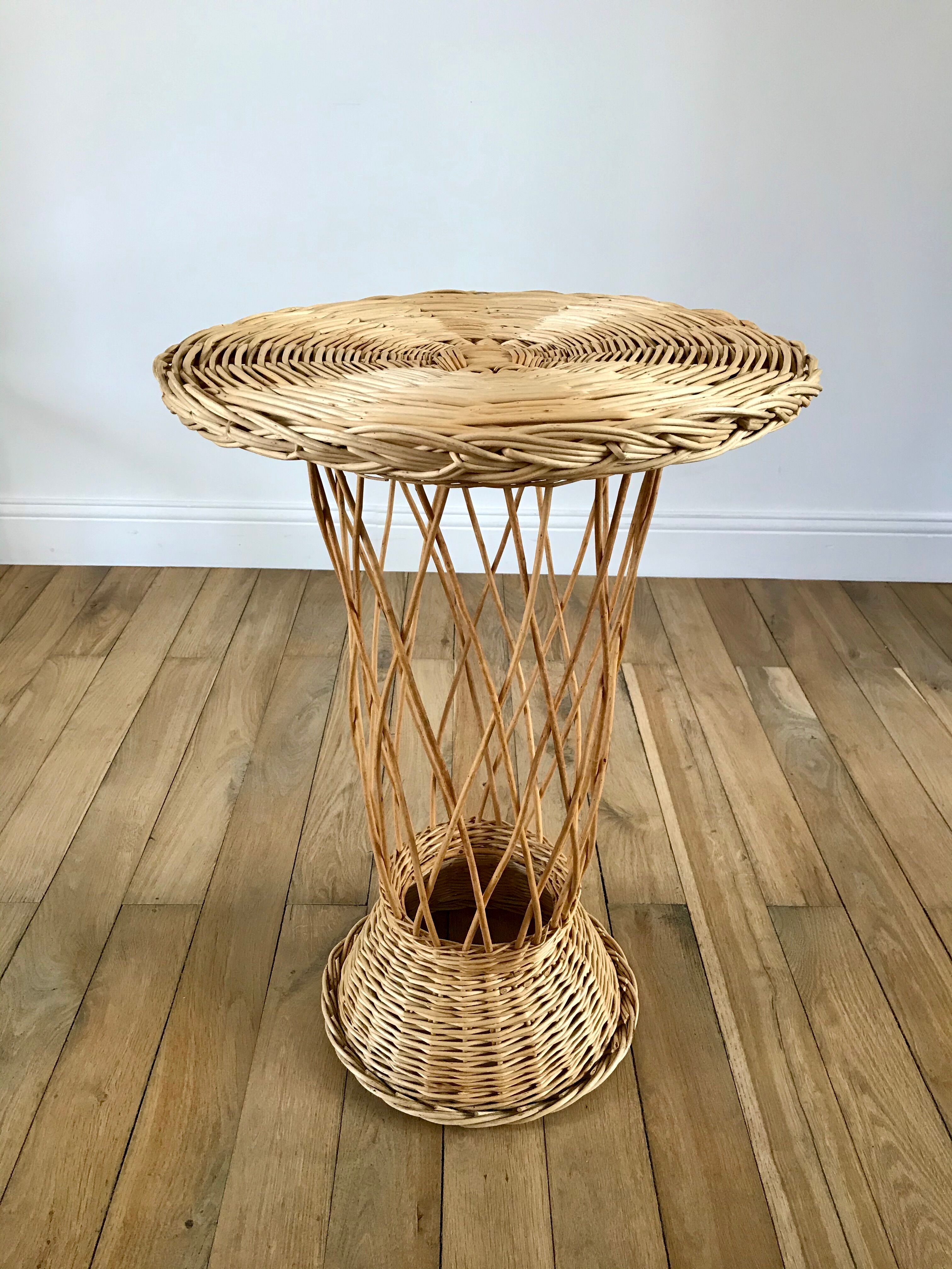 Rattan / bamboo side table 1960s-1970s