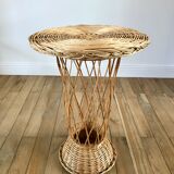 Table d'appoint en rotin / bambou années 1960-1970