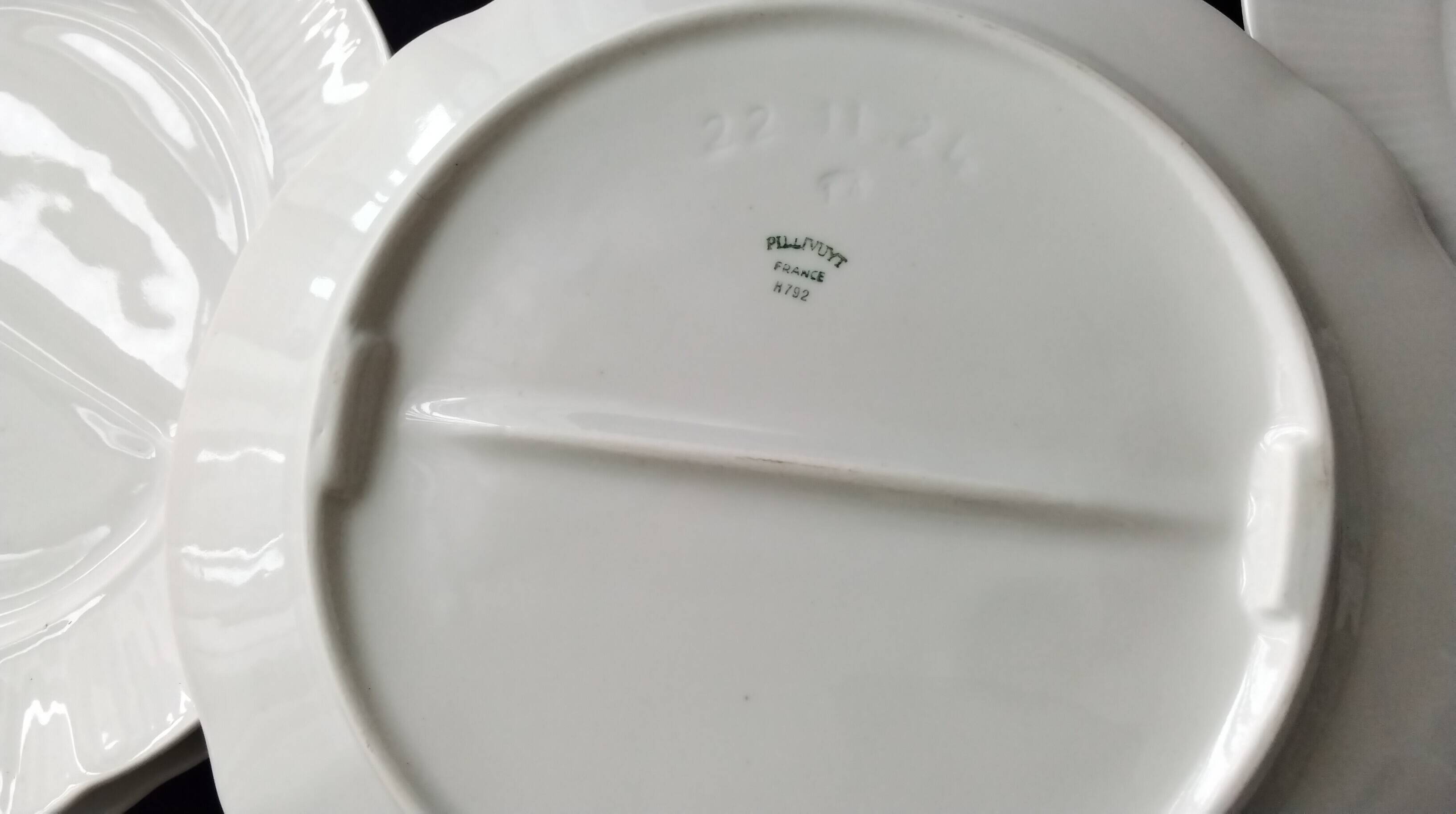 6 asparagus plates in Pillivuyt porcelain