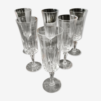 lot de 6 flûtes à champagne en cristal