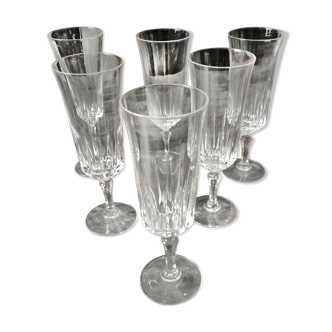 set of 6 crystal champagne flutes