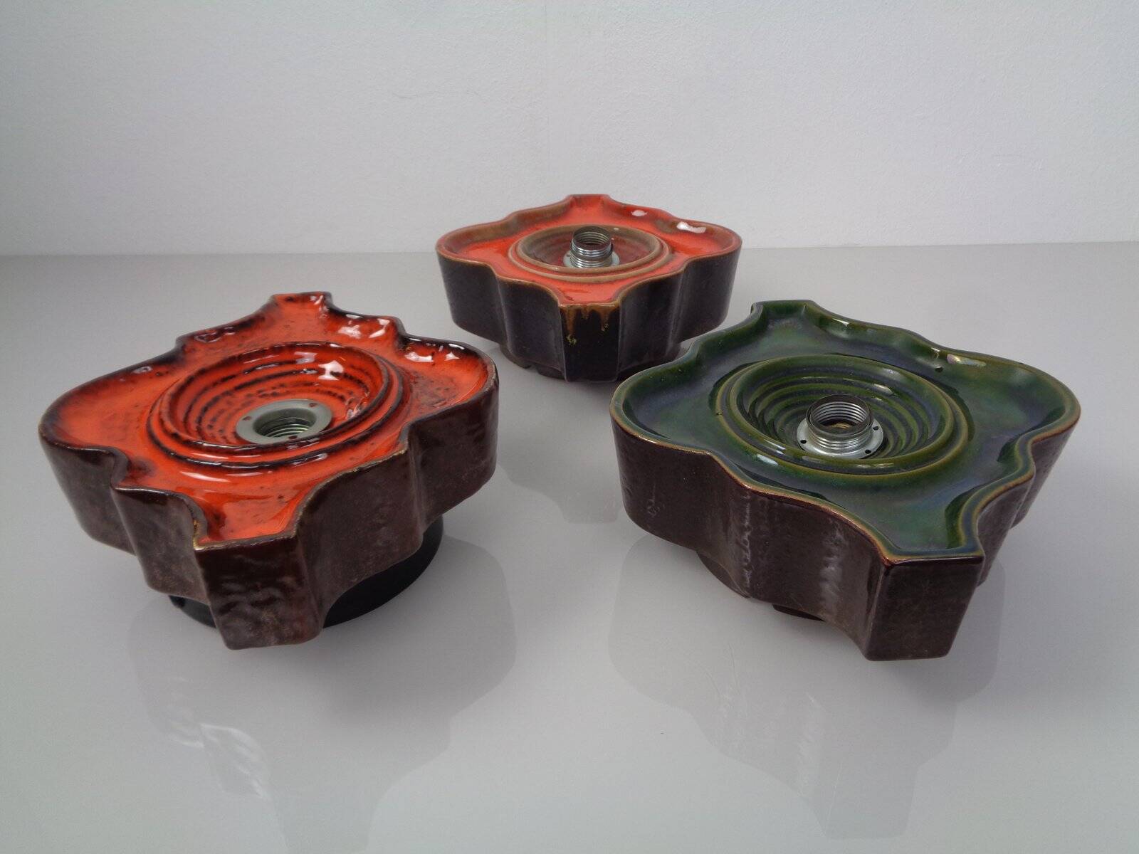 Pop Art German Ceramic Wall Lamps, 1970s, Set of 3