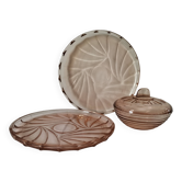 Trio verre pressé rose orangé