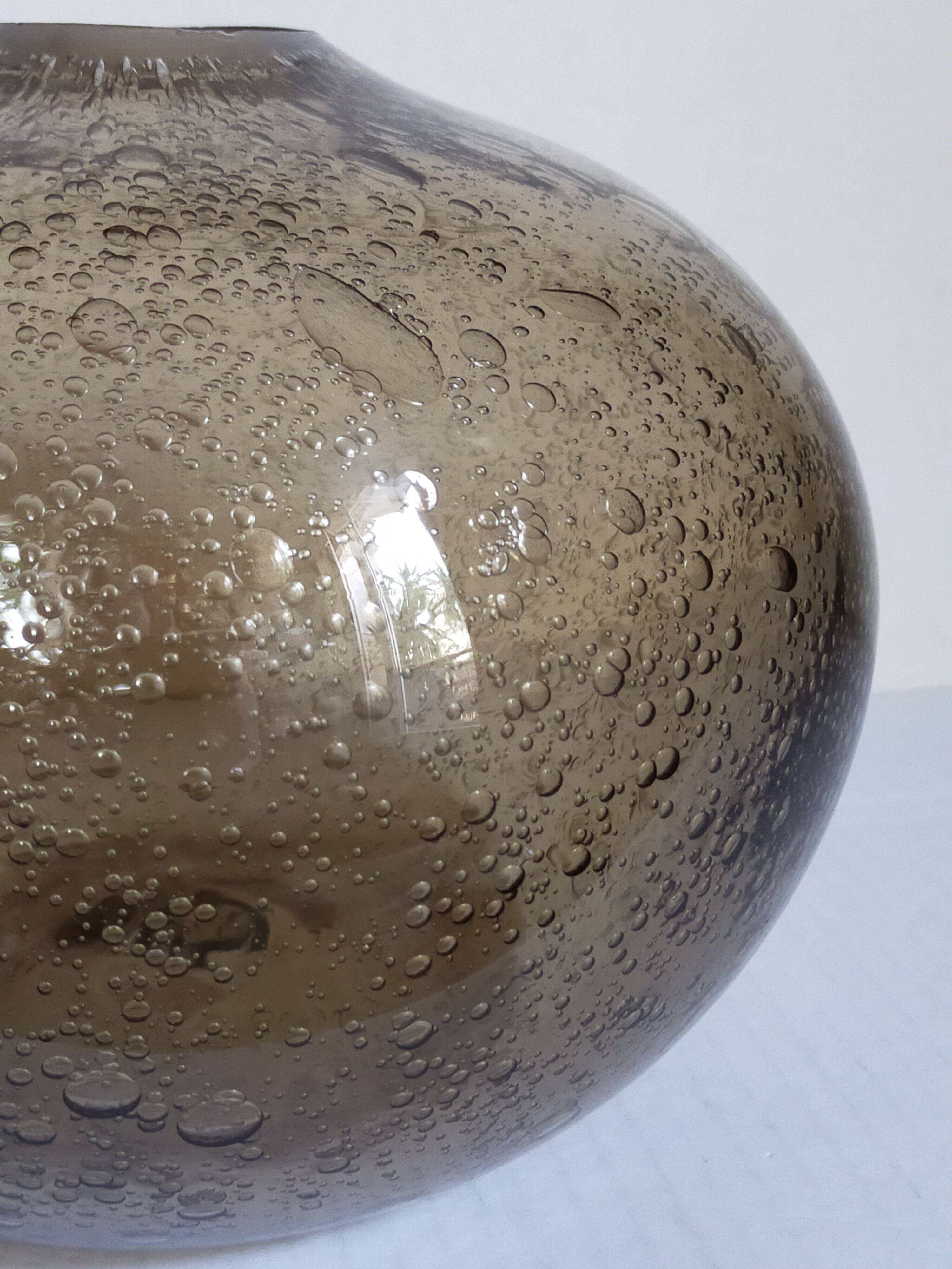 Vintage bubble-blown glass ball vase from riom france