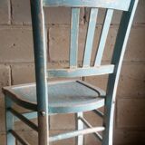 Blue and white patinated old bistro chair