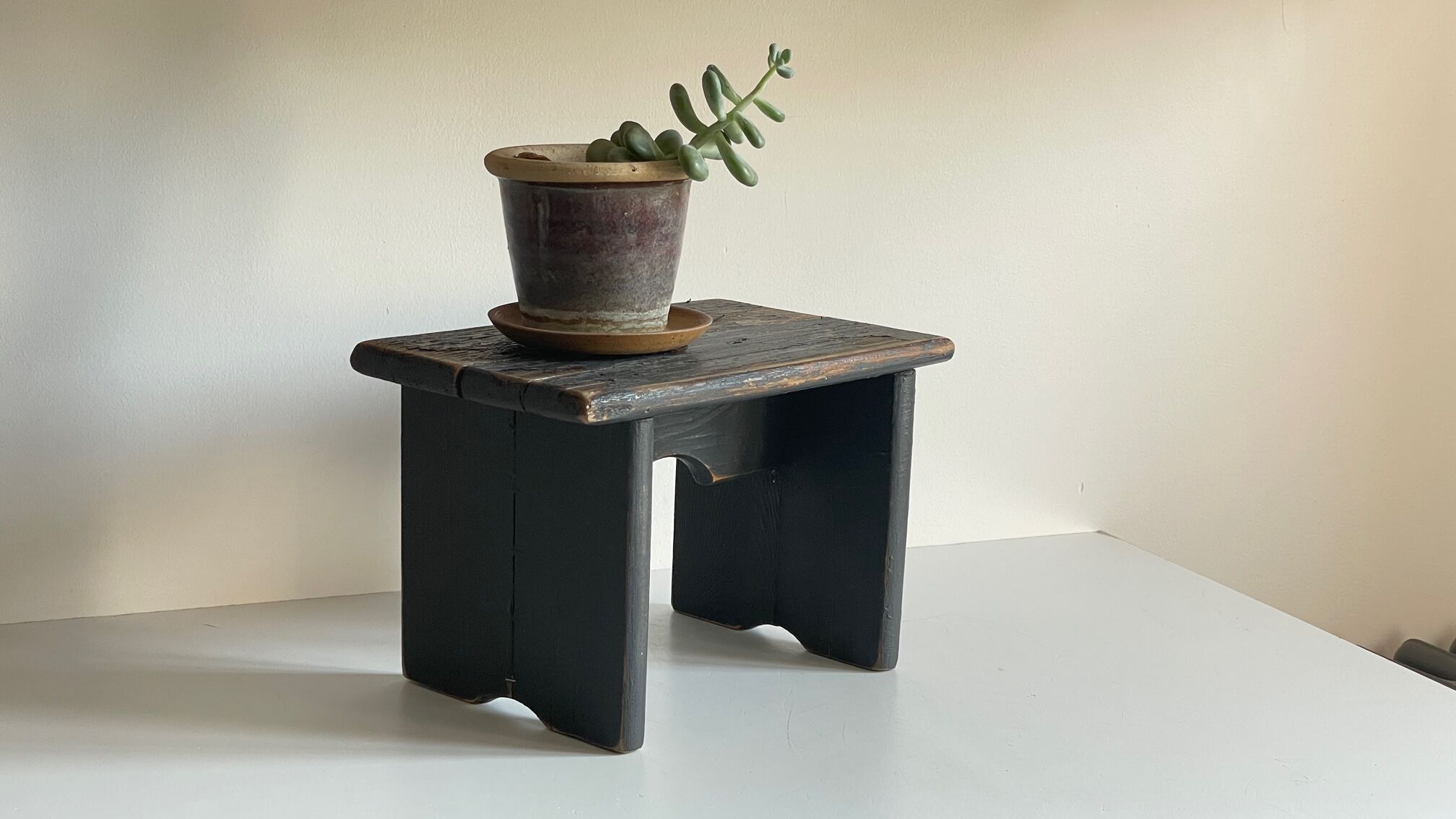 Vintage patinated grey stool