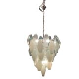 Large Polygon White Murano Glass Chandelier 1980’s