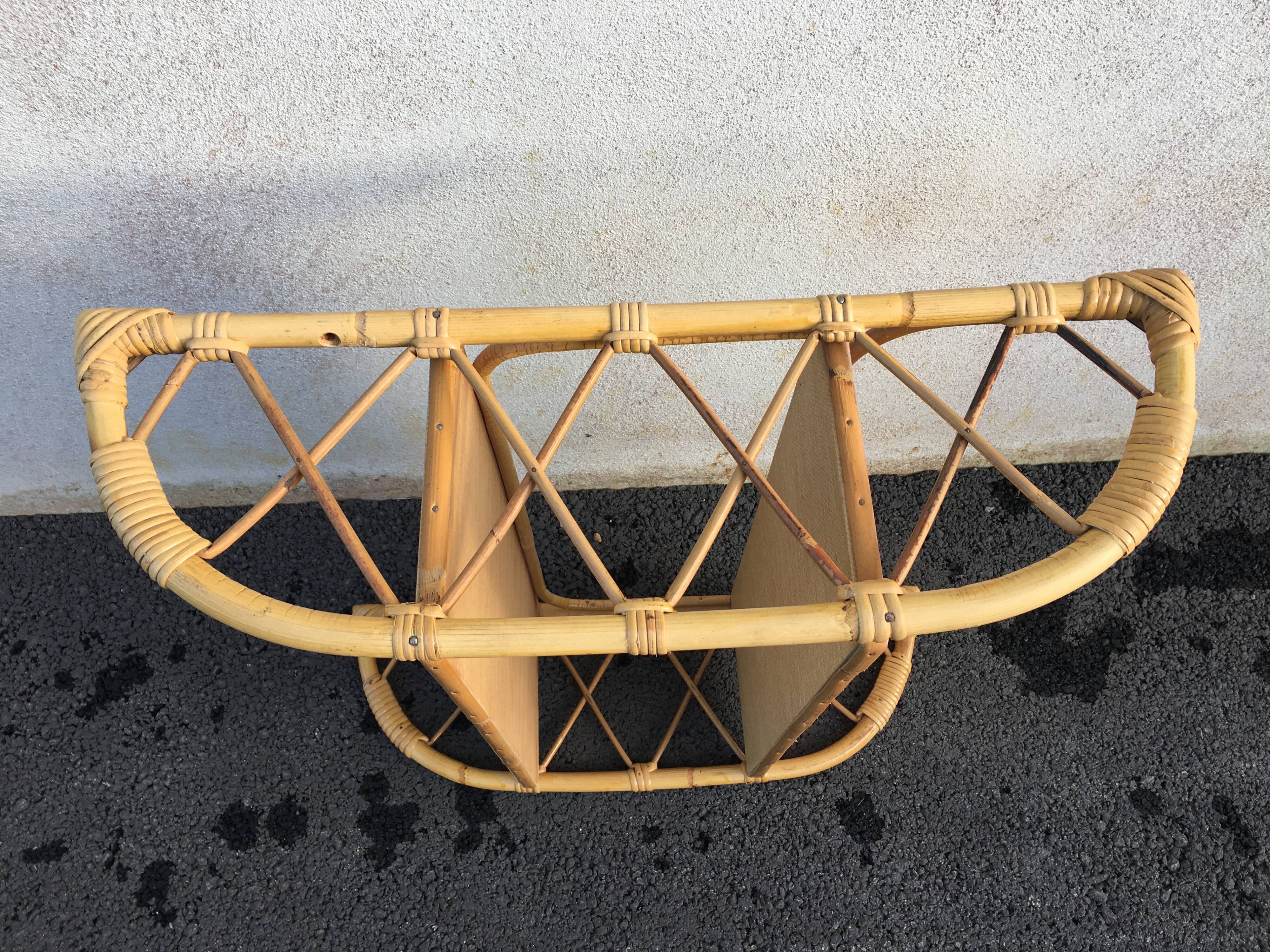 Vintage rattan wall shelf