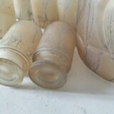 Frosted glass carafe and 6 stemmed glasses set