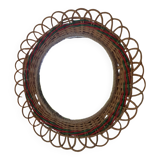 Vintage flower rattan mirror