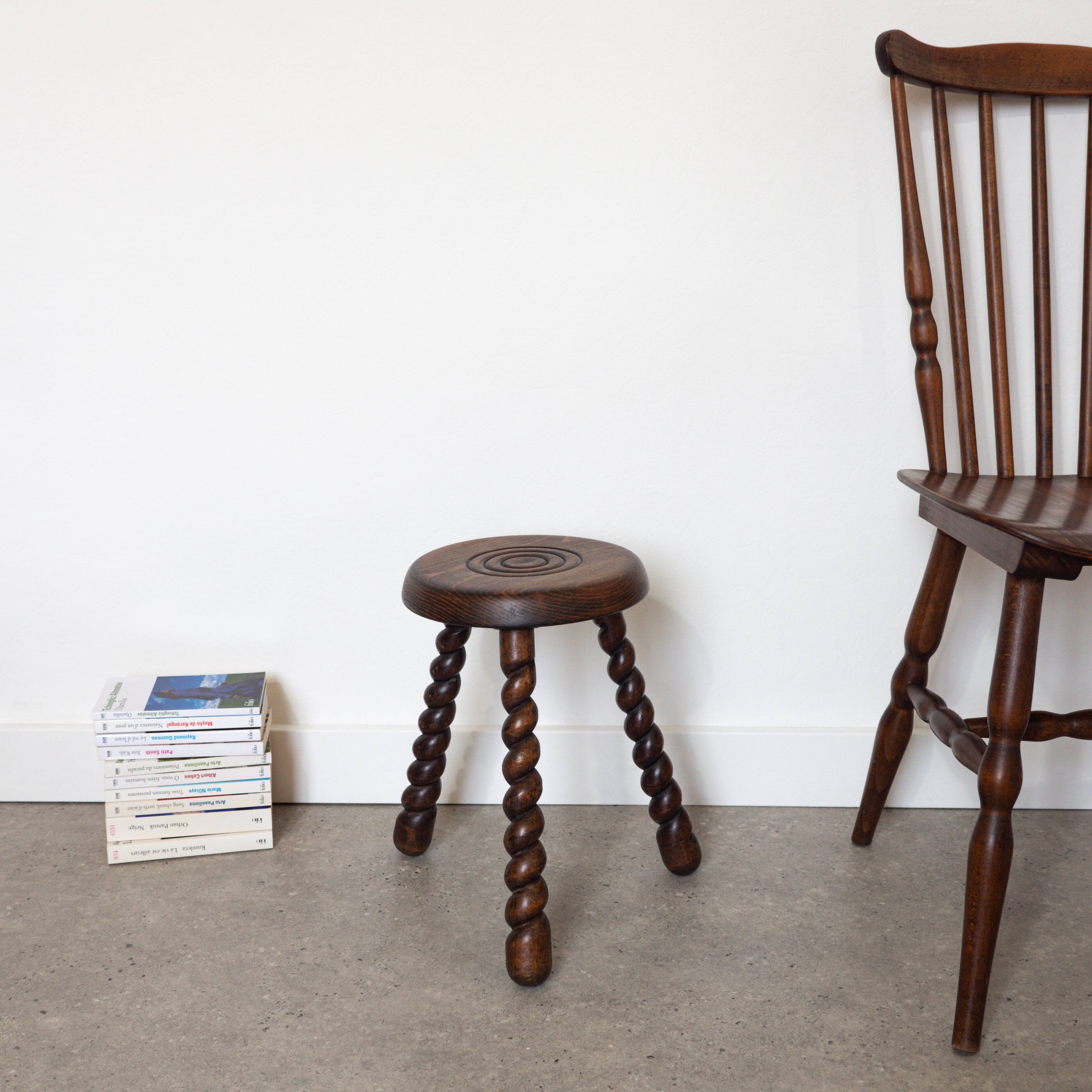 Twisted solid wood stool
