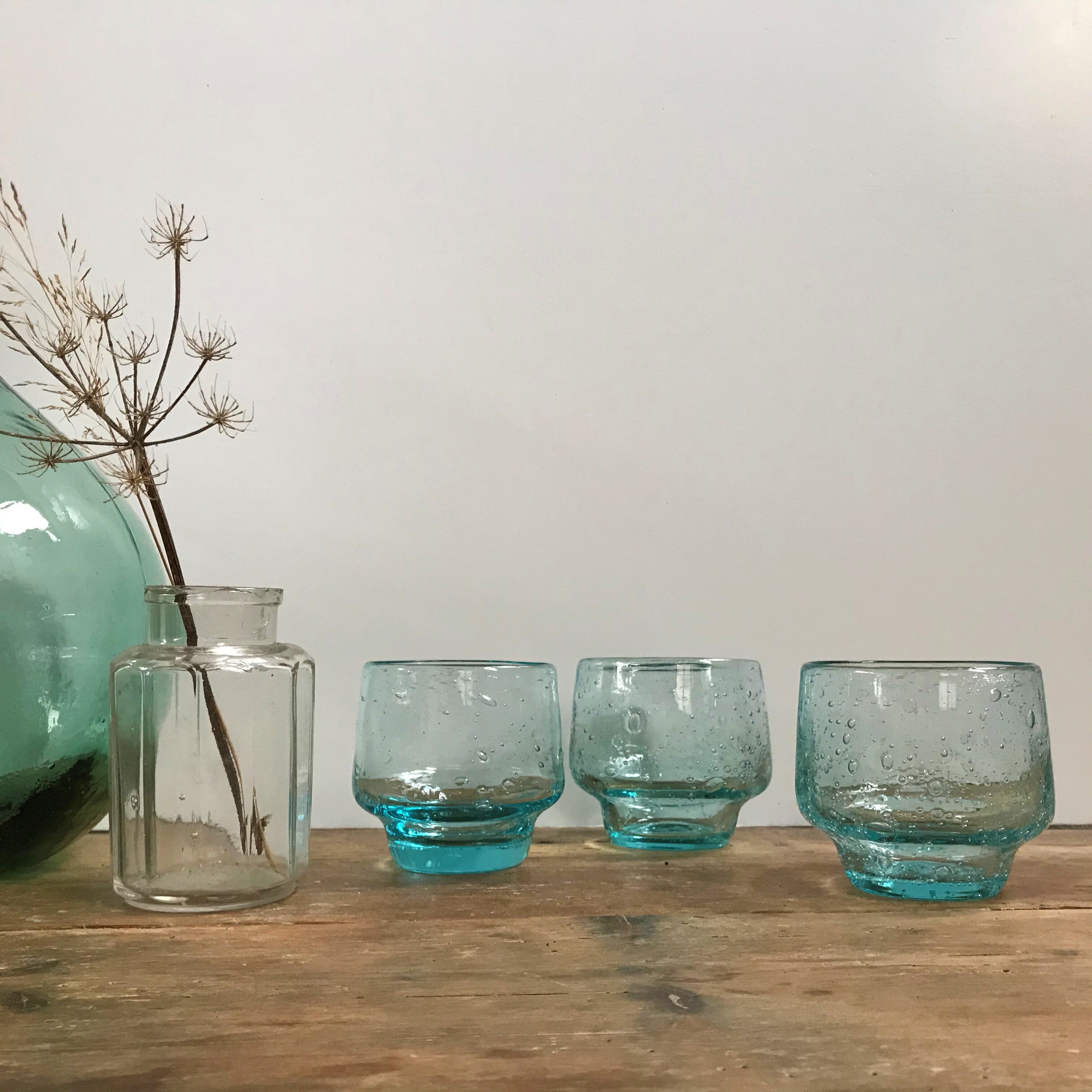 Trio of glasses of blue blue azur