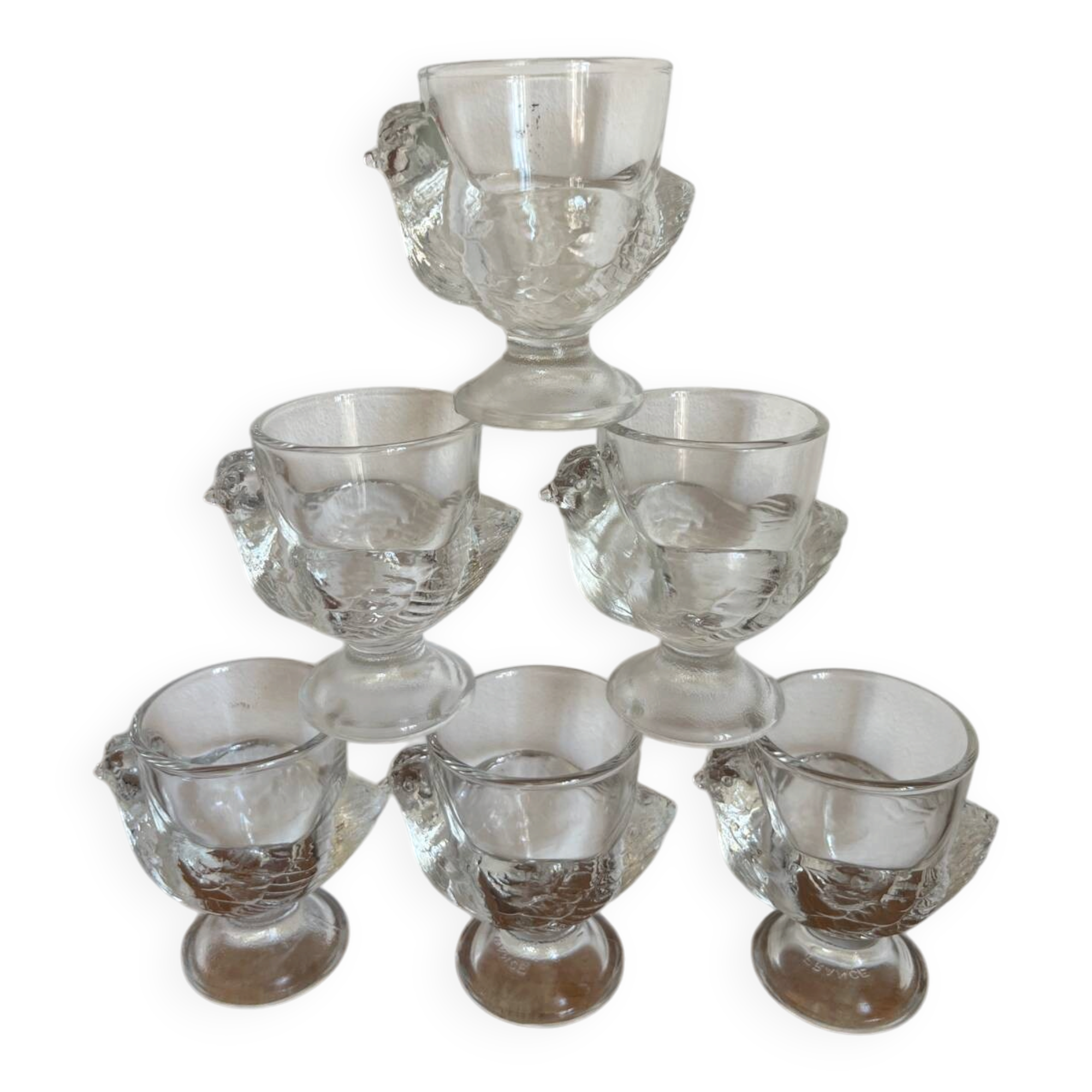 6 glass egg cups