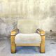 Fauteuil vintage en bois et laine