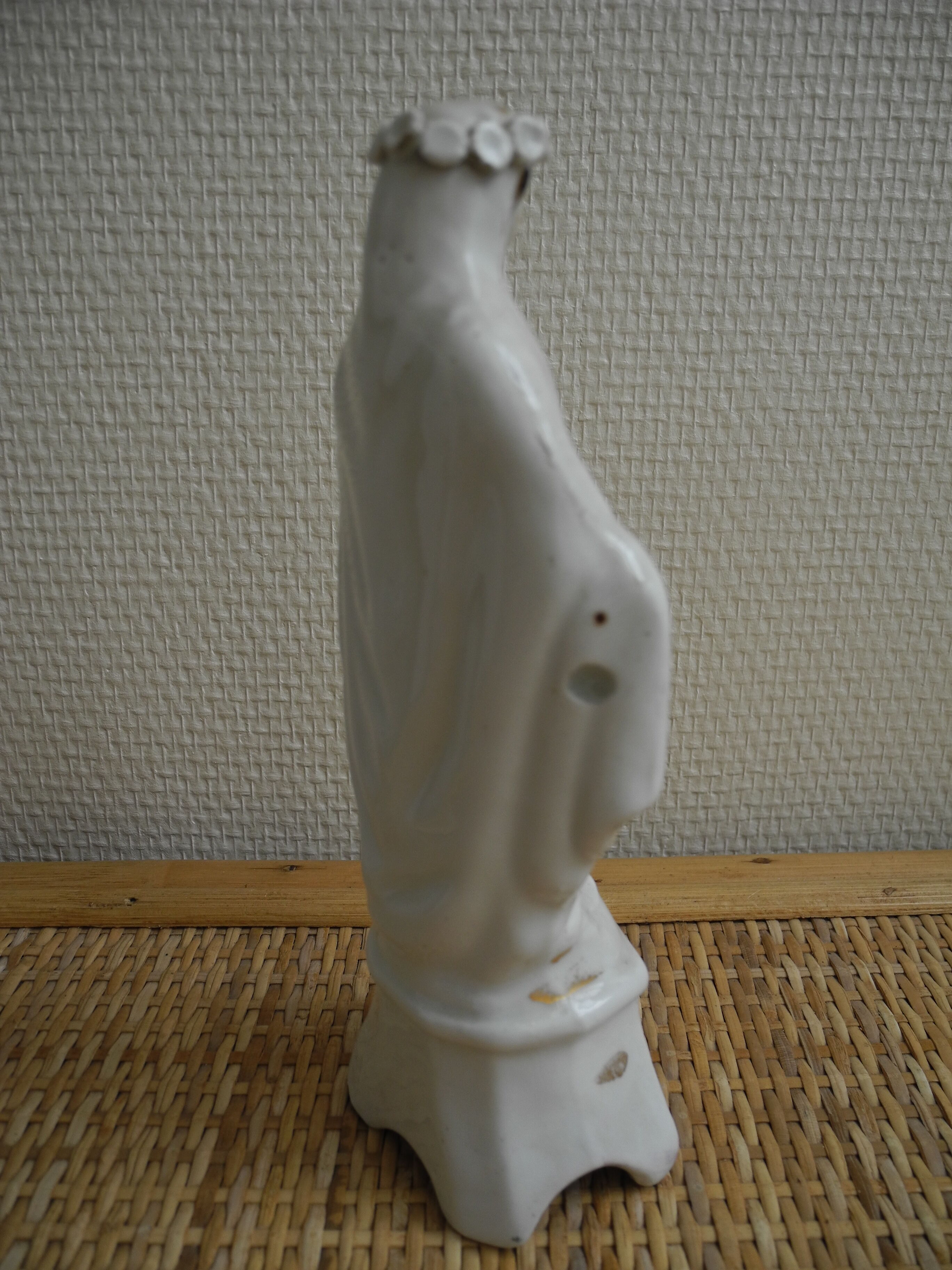 Ancient porcelain statuette virgin xixth