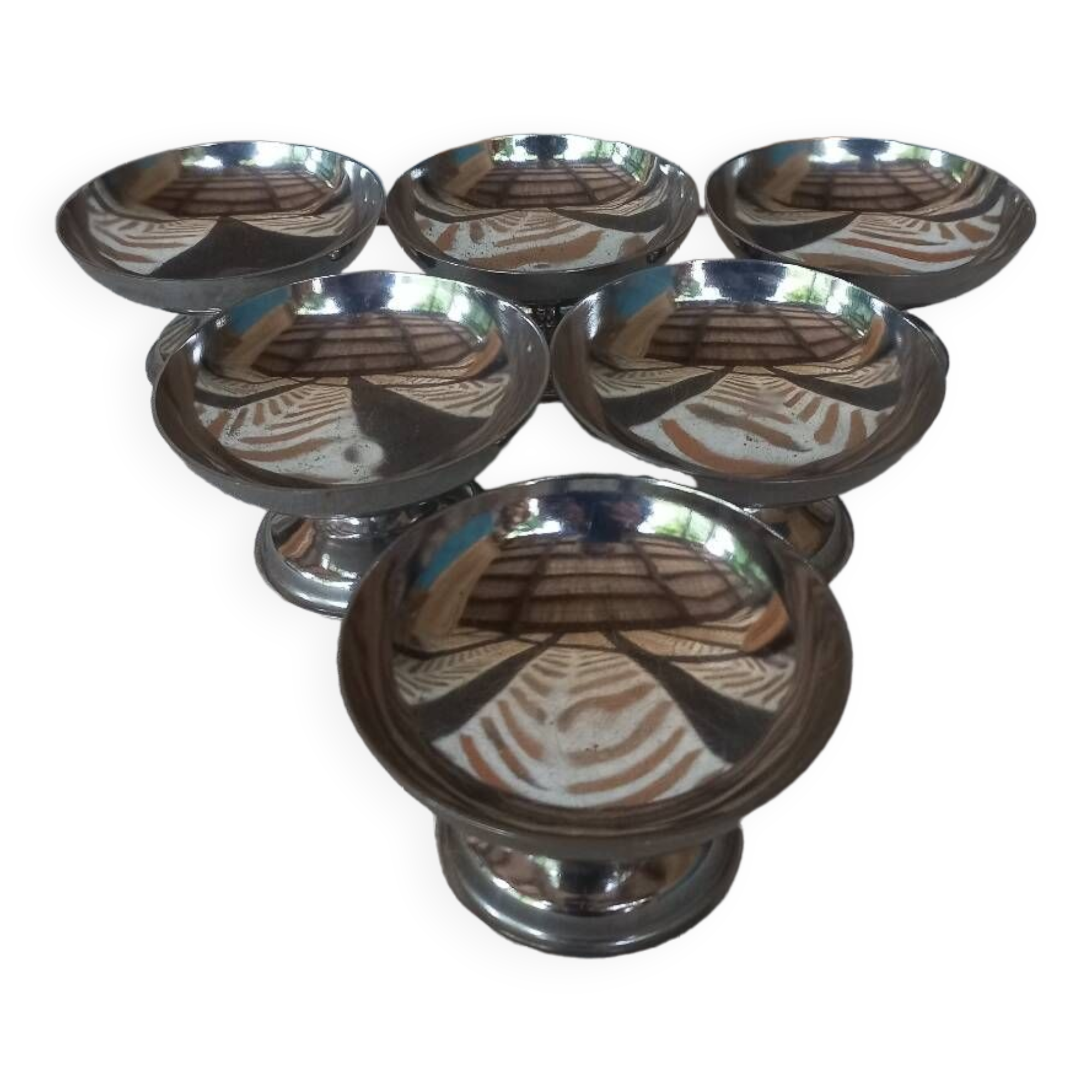 Set of 6 stainless steel ice cream cups