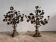 Pair of large 9-light altar candelabra, 19th century, in bronze and brass
