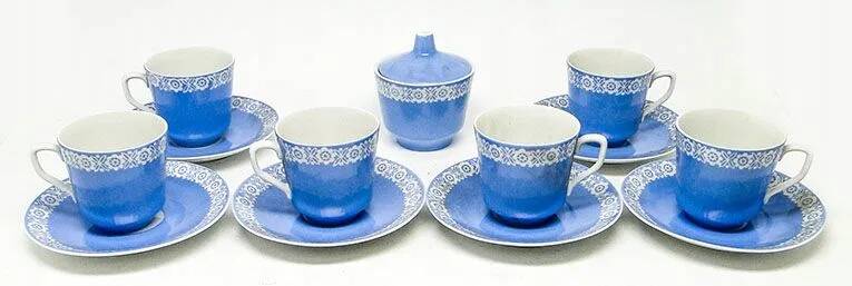 DGS Wałbrzych sugar bowl set with 6 cups