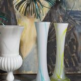 Duo of makora blown glass soliflores (krosno, poland) 1970s