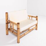 Italian Modern bamboo-wicker bench, 1970's