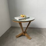 Art deco mirror pedestal table in walnut 1930