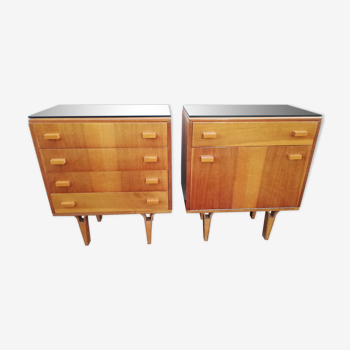 Bedside pair, vintage nightstand, Czech