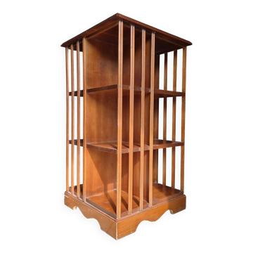 English-style revolving library - Green leather gilded shelf