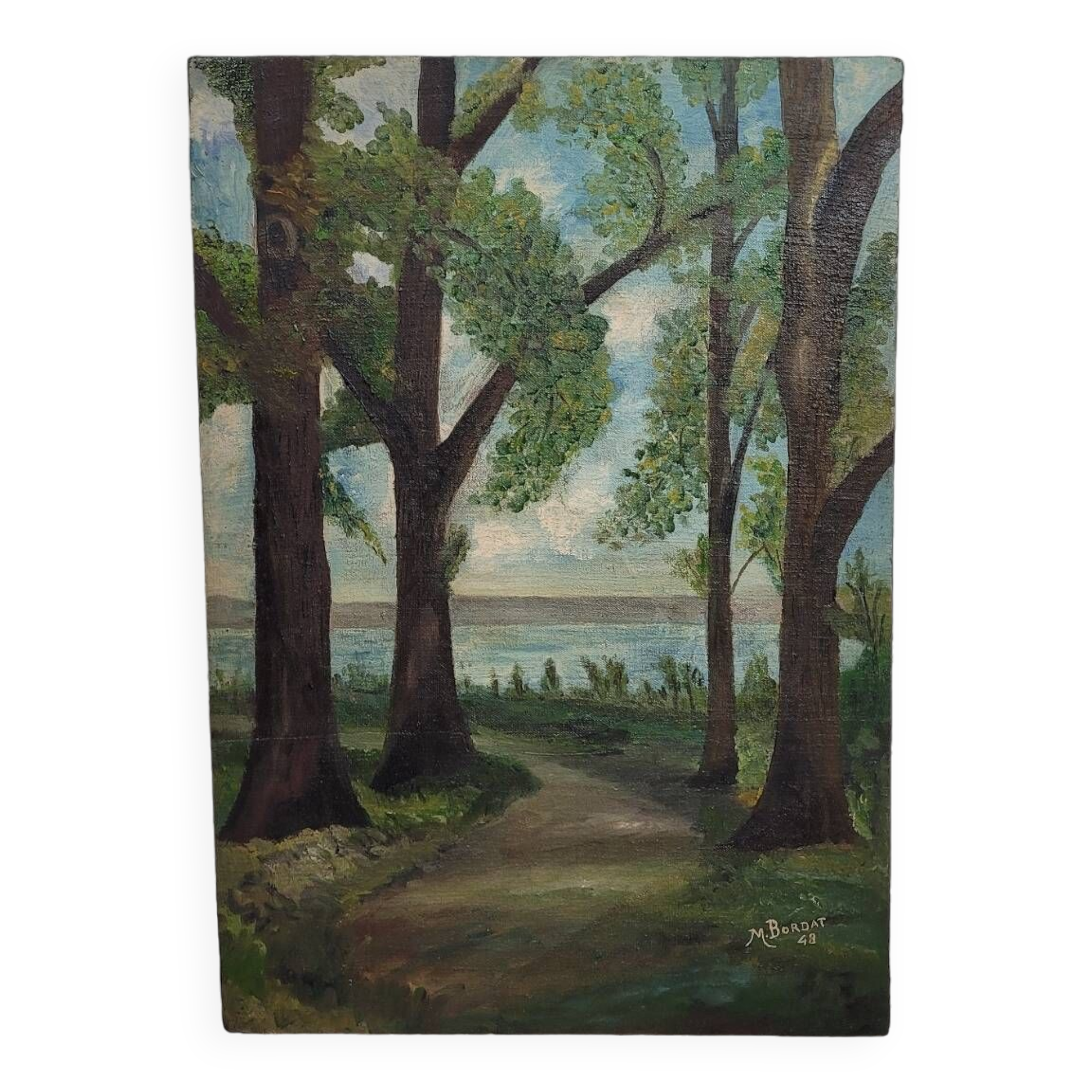 Painting old landscape painting 1948 signed M.Bordat