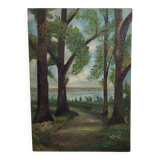 Painting old landscape painting 1948 signed M.Bordat
