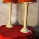 Pair of off-white lacquered wooden lamps 42x20