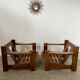 Lot 2 armchairs in solid elm design house revival from the 70s vintage