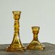 Pair of Art Deco candlesticks in pressed glass from the 1930s.