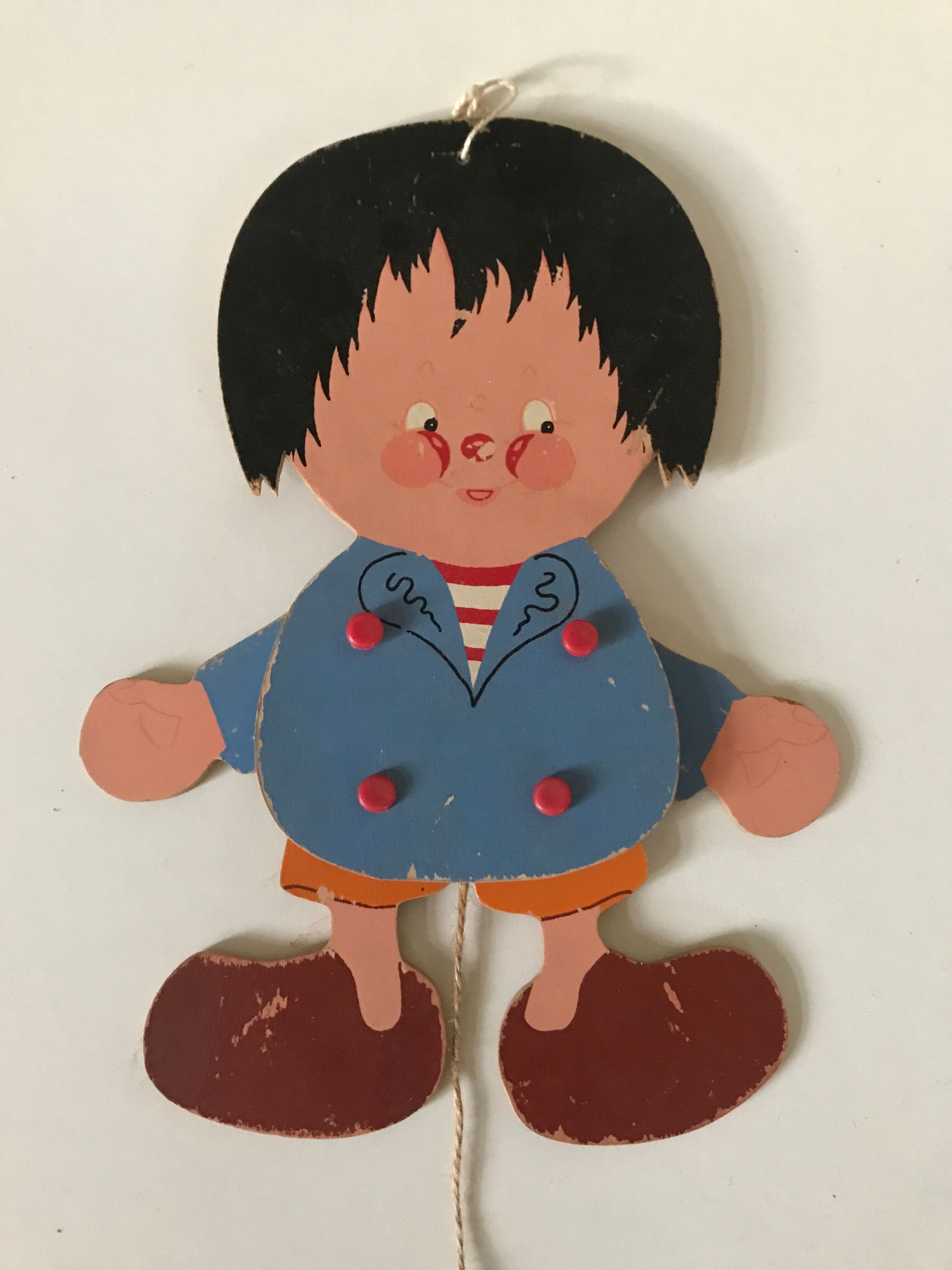 Articulated puppet vintage decoration children's room 60s